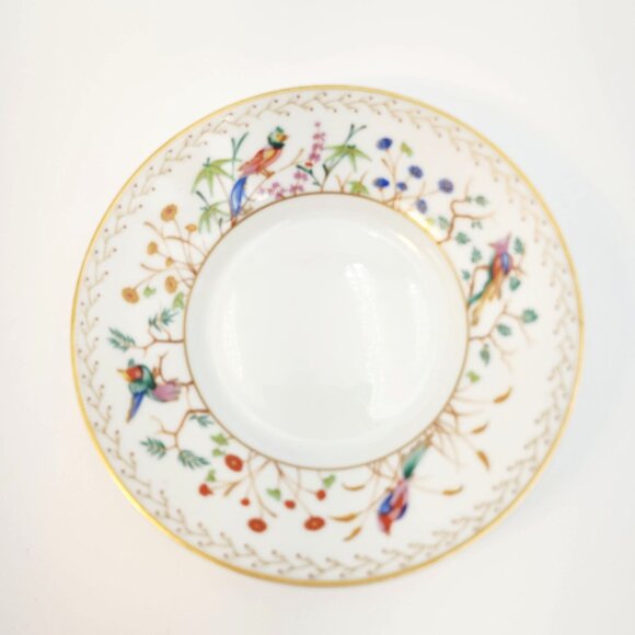 Tiffany & Co. Audubon Pattern Limoges France Flat Tea Cup & Saucer Gold Rim Hand - Picture 10 of 16